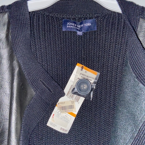 Jones New York faux leather/sweater jacket Black Small - Picture 3 of 3